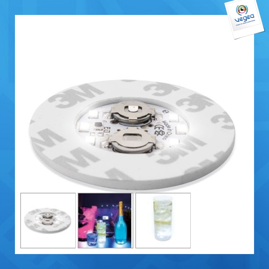 Dessous de verre autocollant led blanc