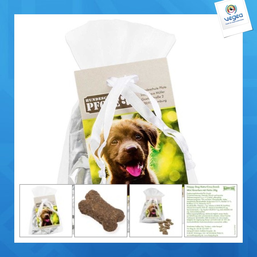 Dog treats in organza bag