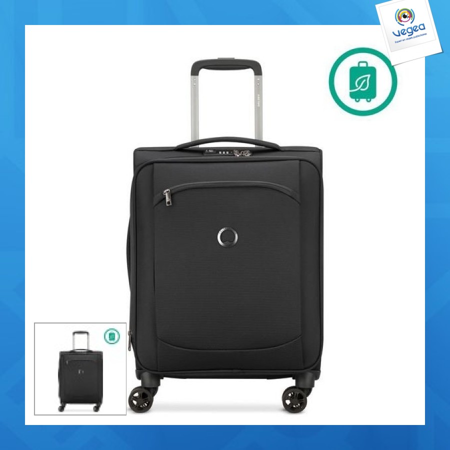Expandable trolley cabin suitcase 4 double wheels 55 cm