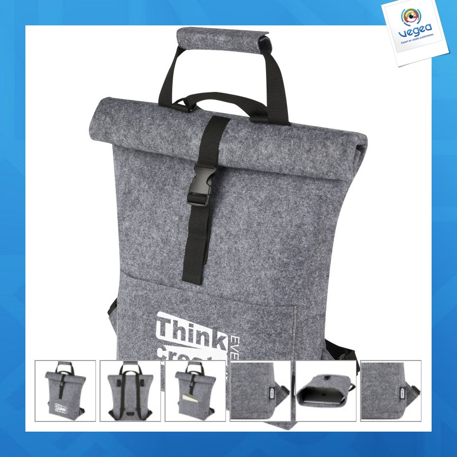 Felta 13l roll-top bike bag in grs-certified recycled felt