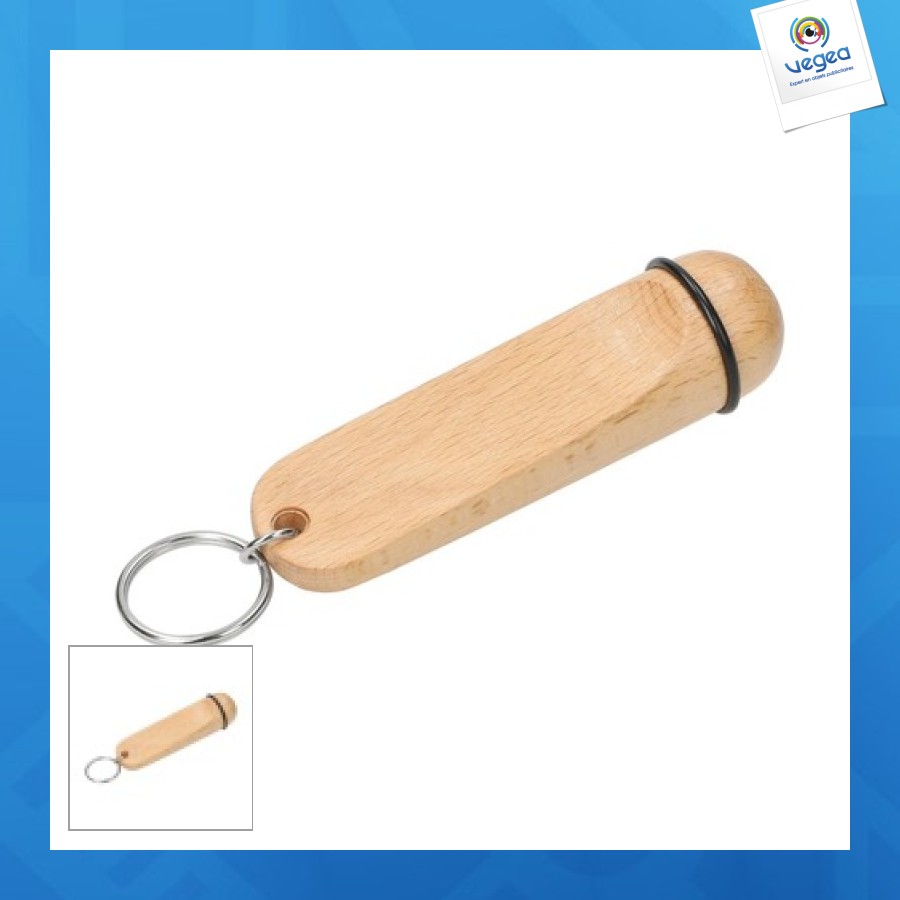 Flat? key ring, beech, large