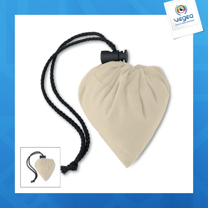 Foldable cotton shopping bag ecru