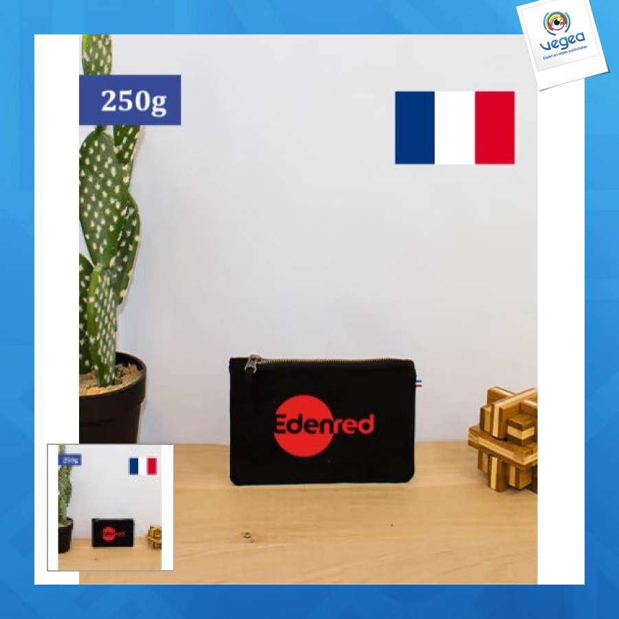French pencil case 20x13 cm in 280g cotton