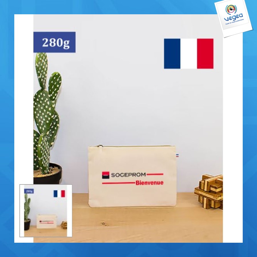 French pencil case 27x18 cm in 280g cotton