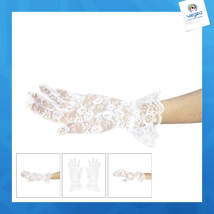 Gants blancs courts en dentelle