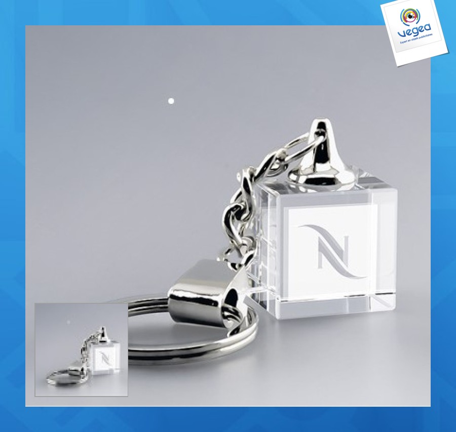 Glass cube key ring