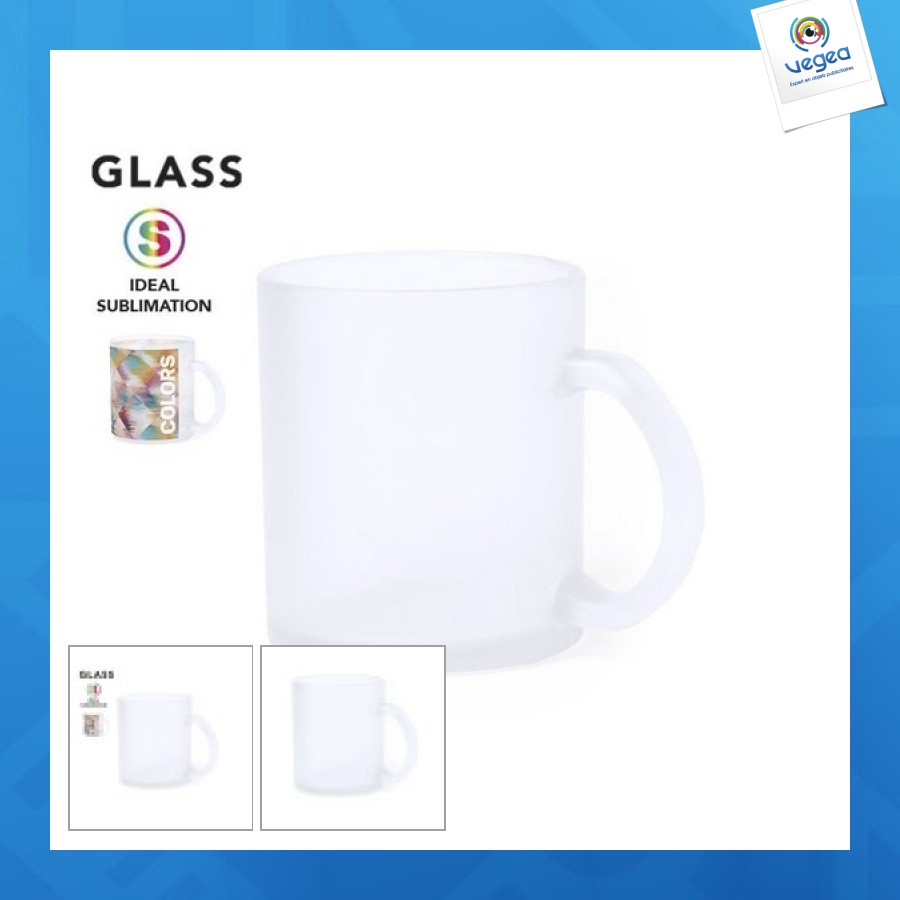 Glass mug printed in full color by sublimation