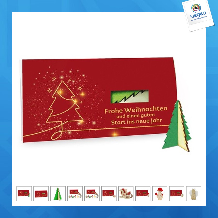 Greeting card with wooden puzzle and felt - standard design - father christmas Greeting card with wooden puzzle and felt - standard design - father christmas