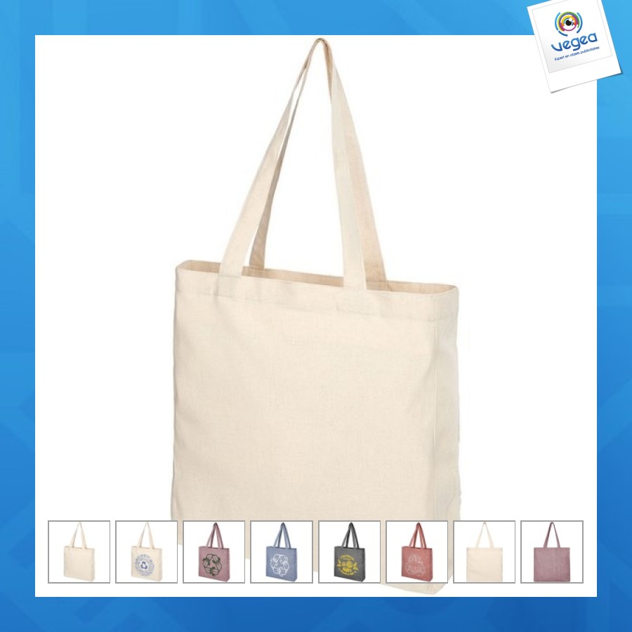 Gusseted shopping bag in recycled polycotton 210g