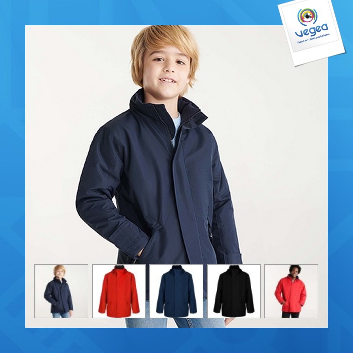 High collar parka with tone-on-tone injected zip europa (children's sizes)