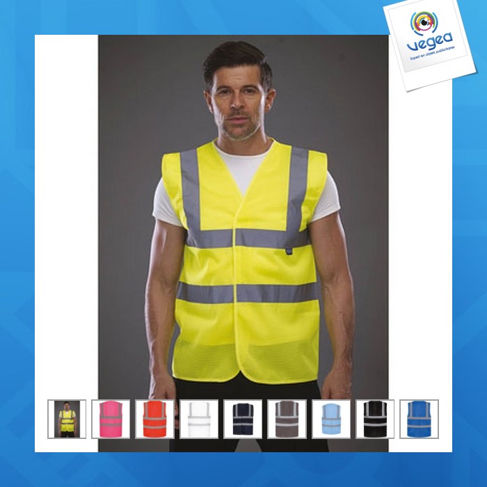 High-visibility vest with openwork mesh