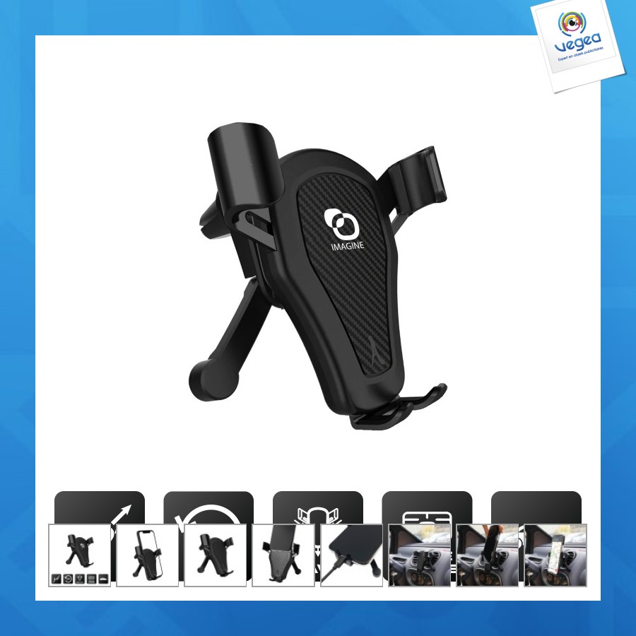 Hyoka - gravity phone holder for car with air vent attachment, 360° rotatable