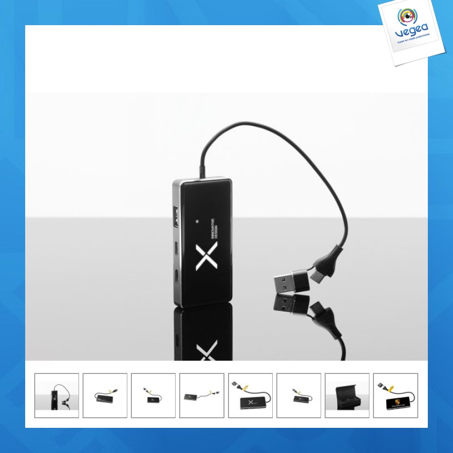 Illuminated usb / type c import hub with 3-year guarantee