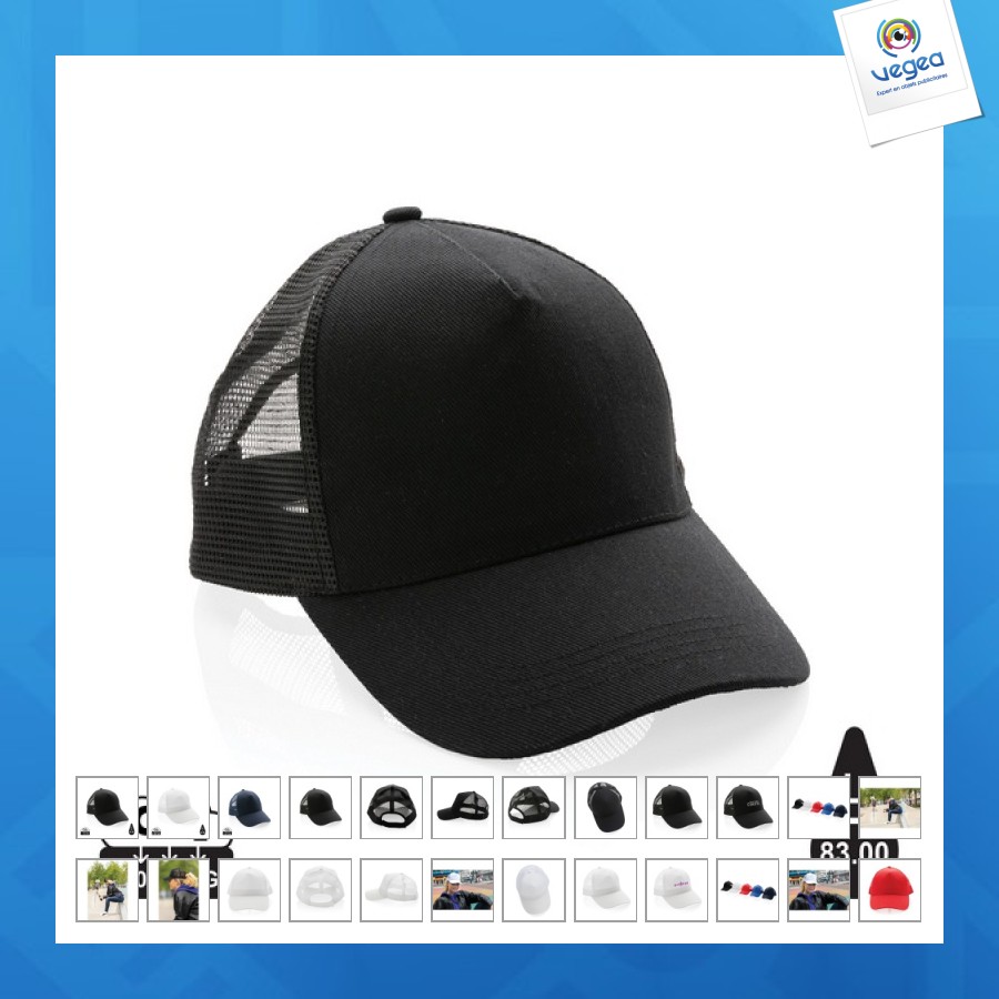 Impact aware 5 panel recycled cotton road cap