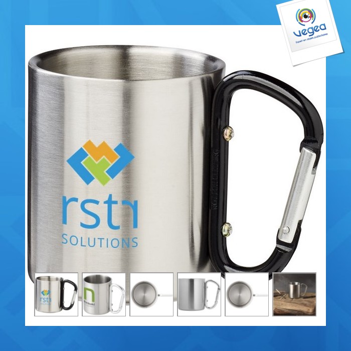 Isothermal mug with carabiner