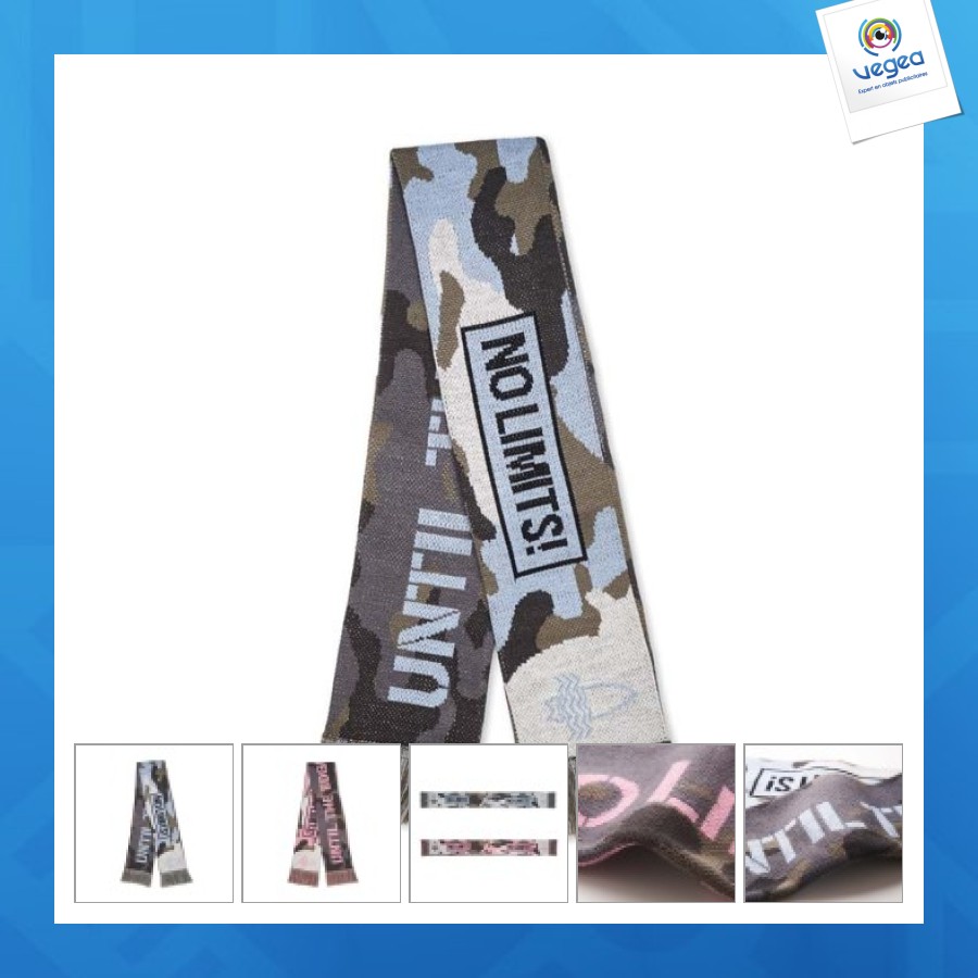 Jacquard acrylic scarf woven in up to 6 colours