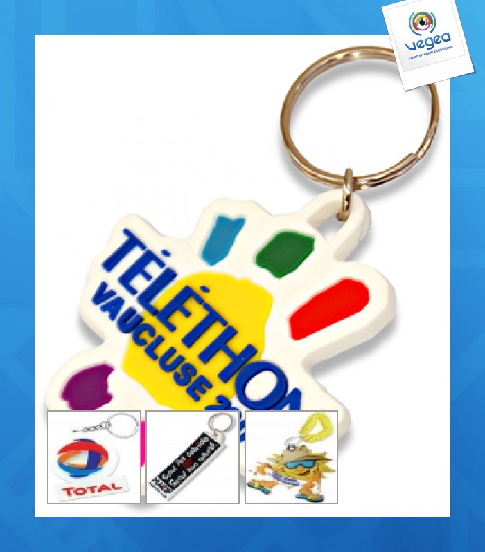 Keychain in embossed soft pvc - rubber touch