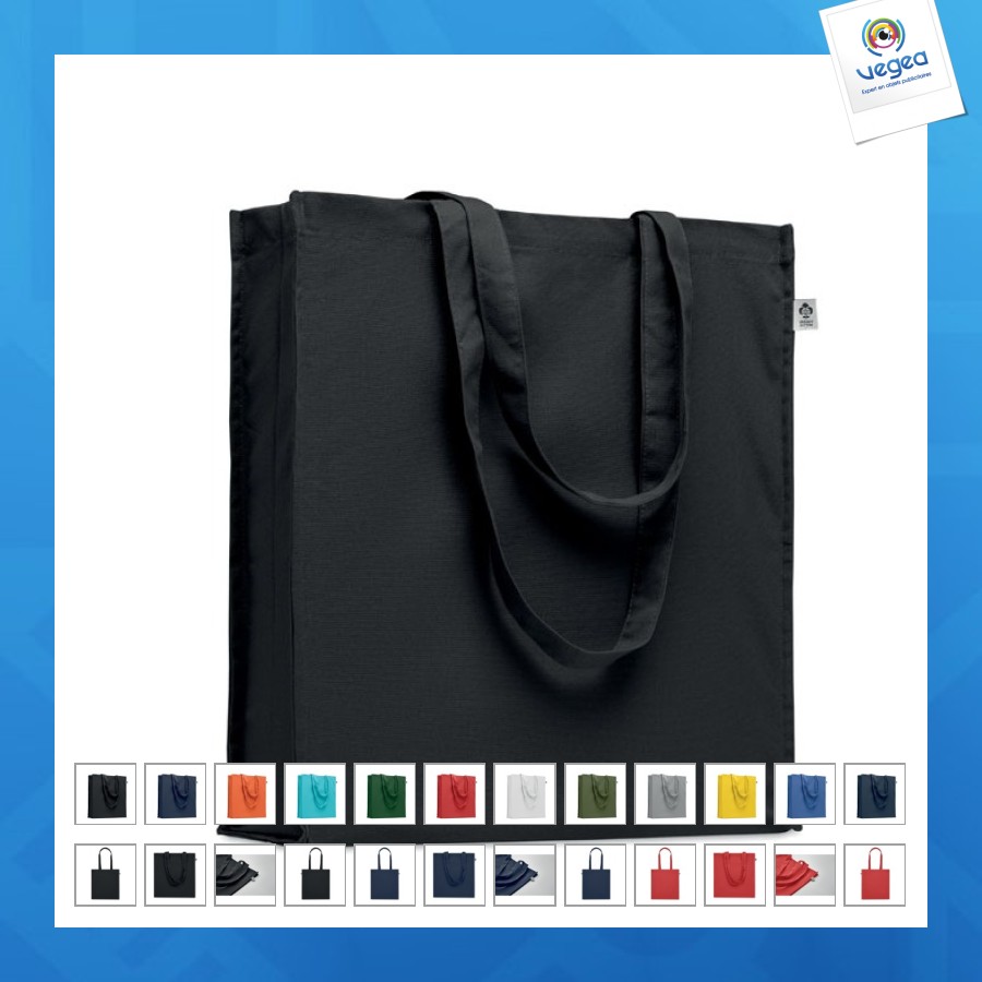 Large colourful shopping bag in organic cotton