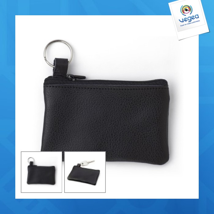 Leather key case with zip