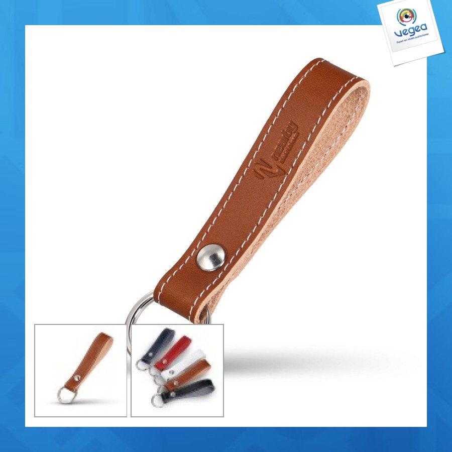 Leather keyring - made in france