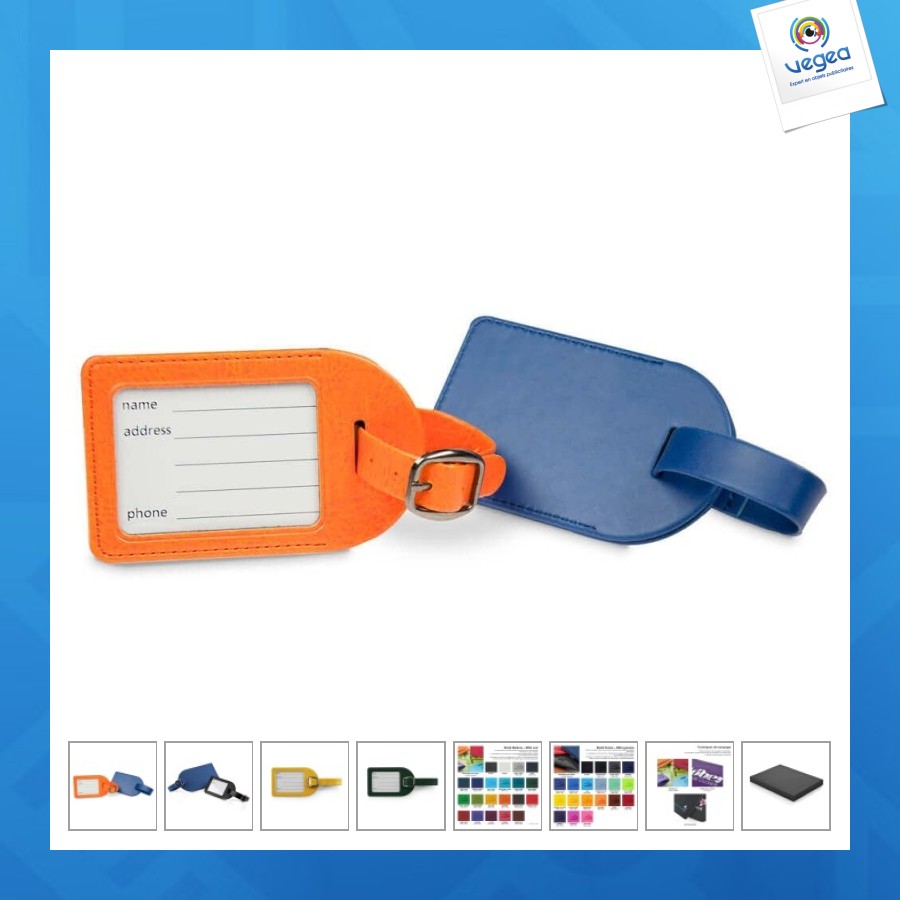 Leather label holder without flap