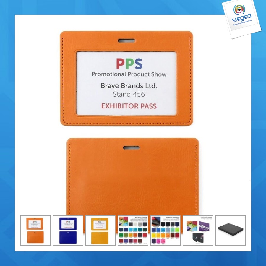 Leather landscape badge holder 