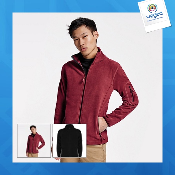 Luciane - fleece jacket for sports, high collar and long sleeves with contrast piping
