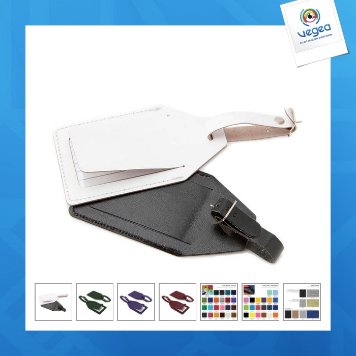 Luggage tag with flap in pu, rpet or leather