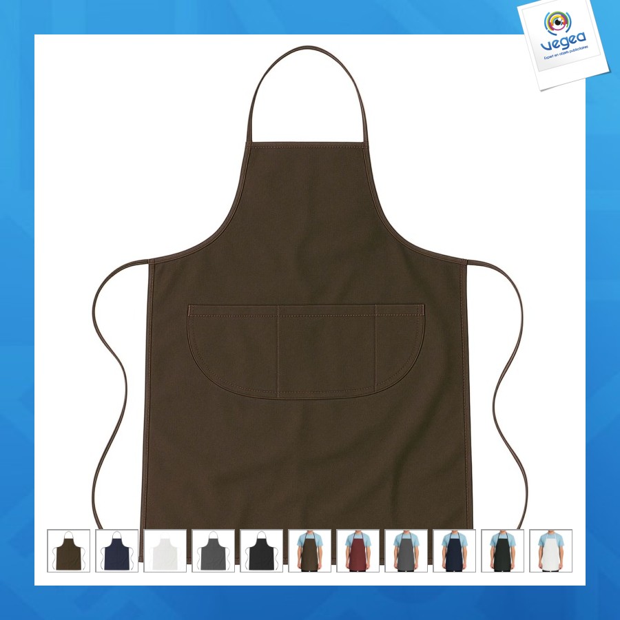 Made in italy long apron in cotton and polyester 200 g/m2