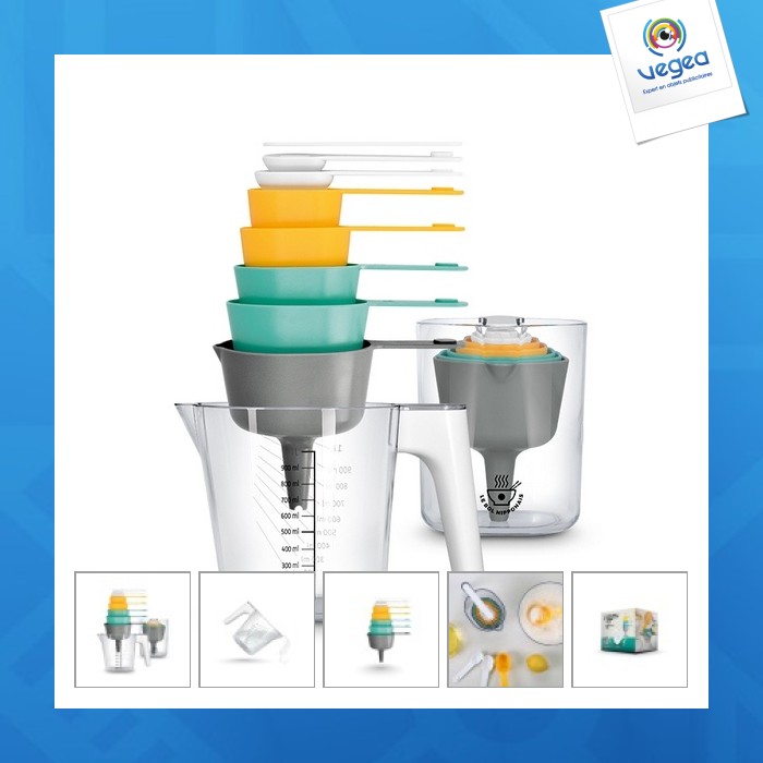 Measuring spoons and jugs & funnel & spatula