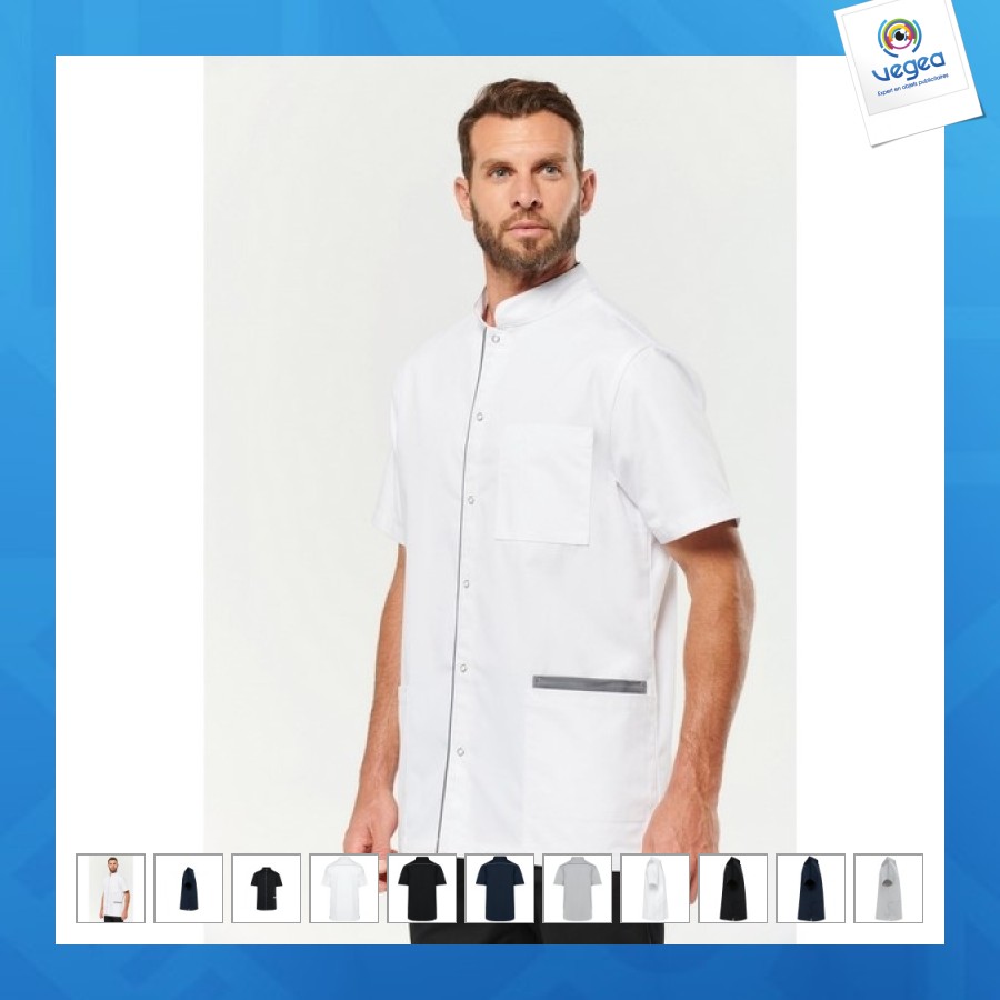Men's polycotton blouse with press studs