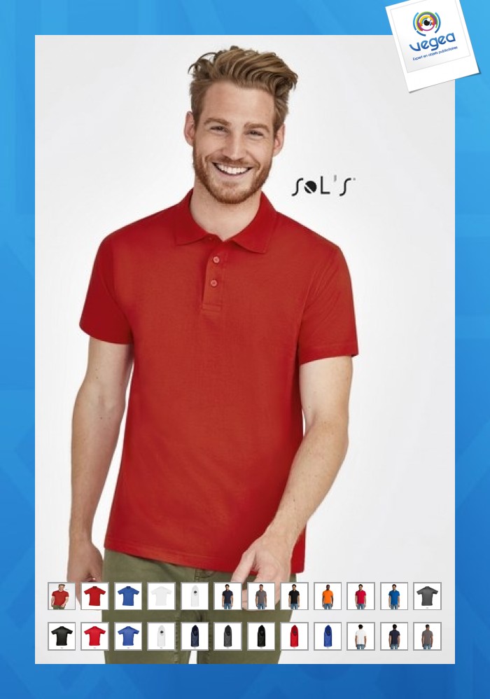 Men's white polo shirt 170 grs sol's - prescott