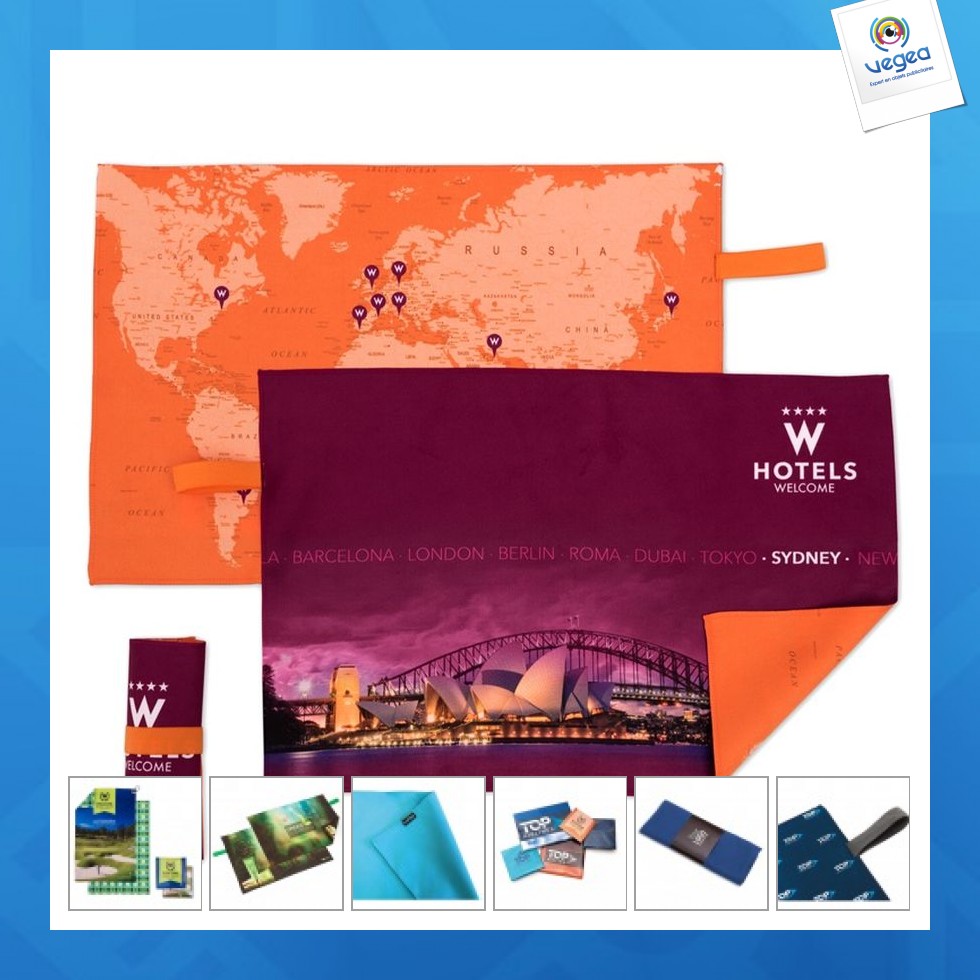 Serviette microfibre personnalisable 32x49cm quadri