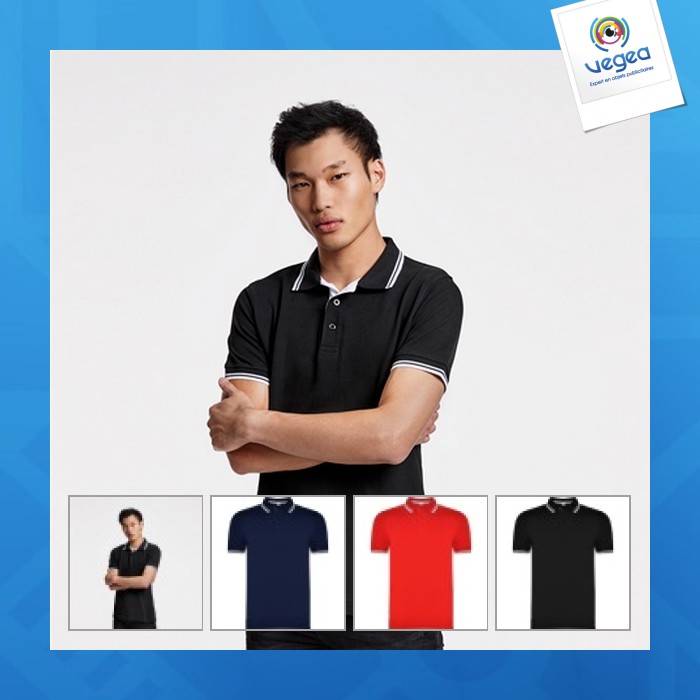 Montreal - short sleeve polo shirt with 1x1 rib collar and cuff