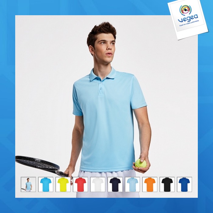 Monzha - technical polo shirt in short sleeves, knit collar with 3 button placket