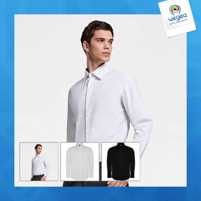 Moscu - stretch fabric shirt, long sleeves and collar with reinforced fabric