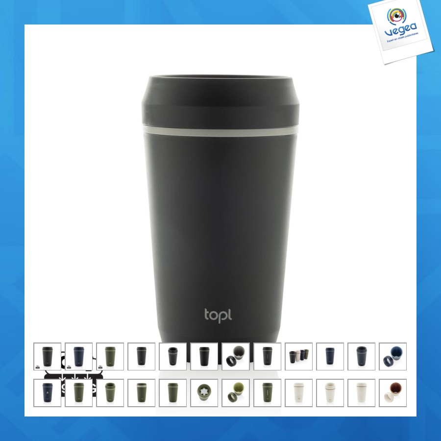 Mug 354ml avec couvercle 360 en plastique recyclé topl