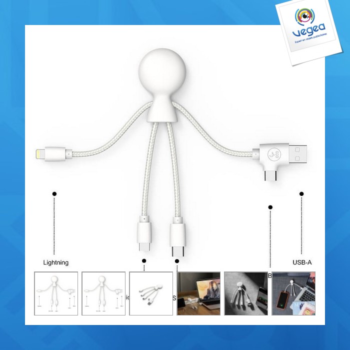 Multi-connector charging cable dual type-c & usb input