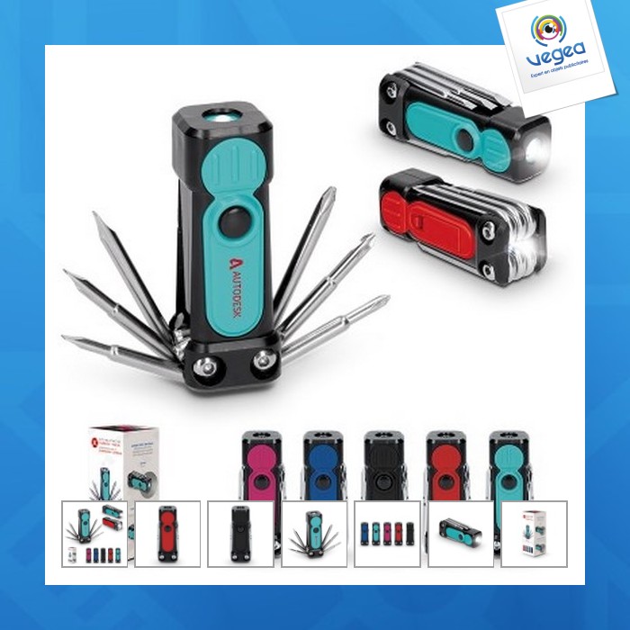 Multifunctional tool - screwdriver 6 heads + torch