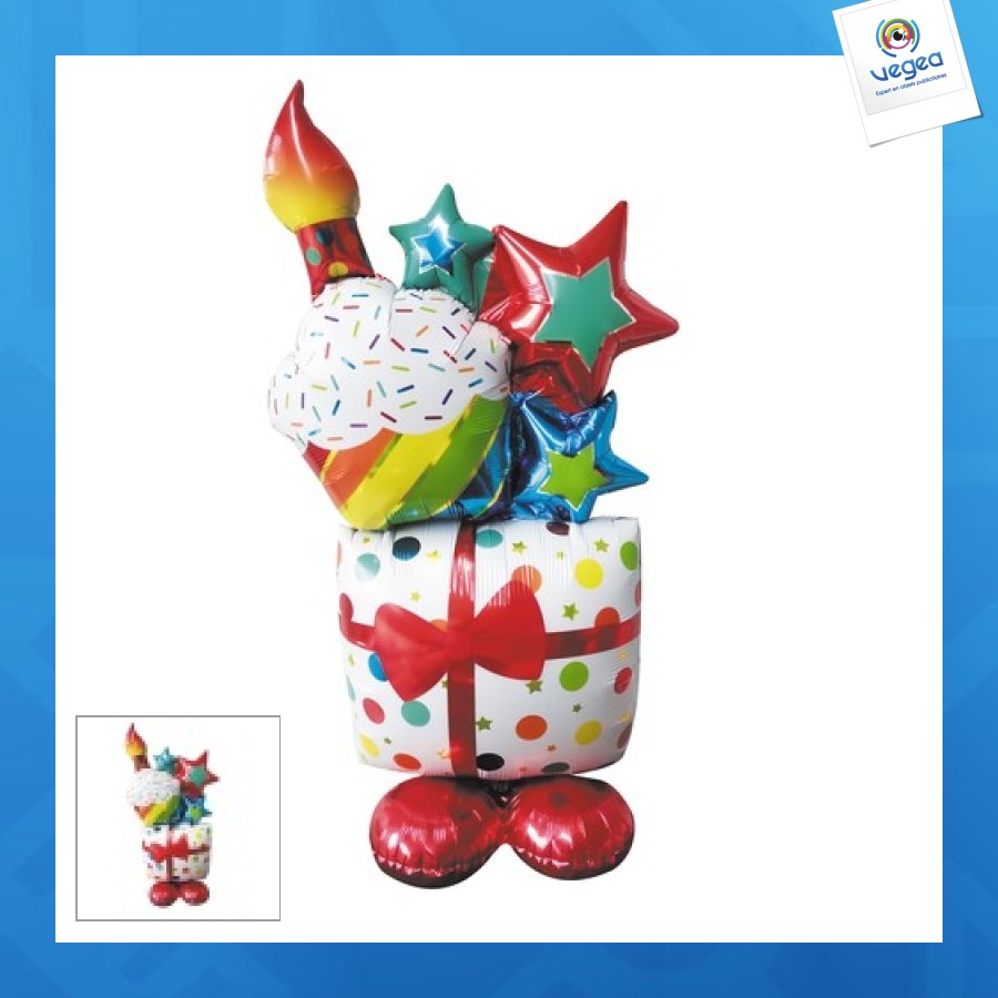 Mylar birthday gift balloon multicolor