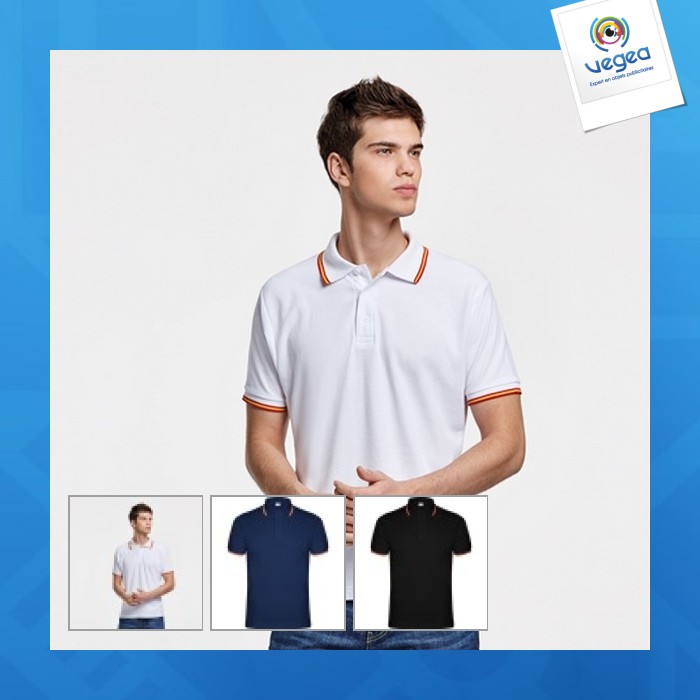 Nation - short sleeve polo shirt with jackard collar and cuffs and 3 button placket