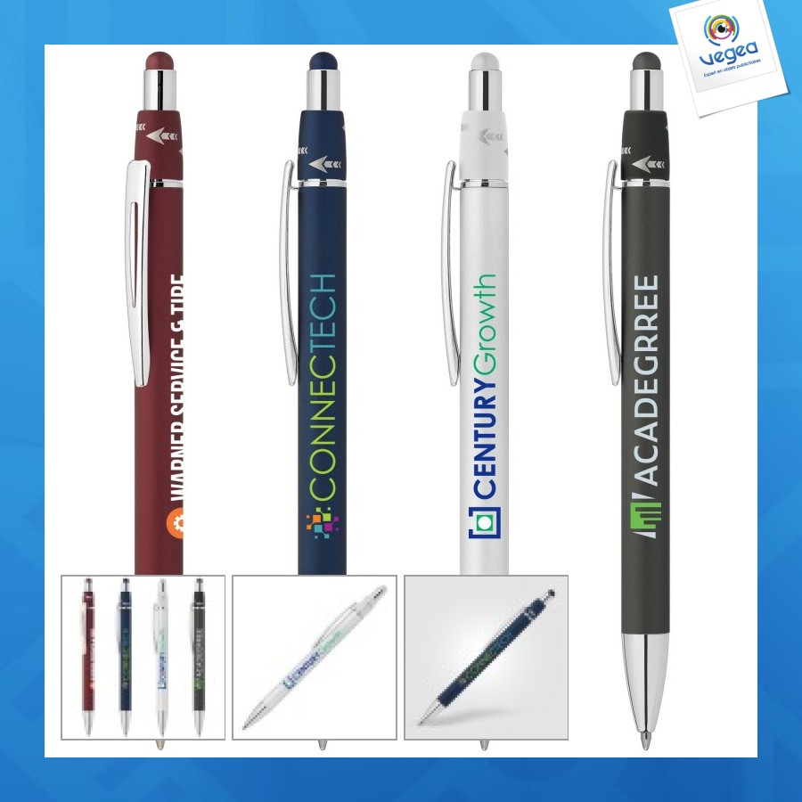 Orbit spinner chrome metal pen with colour jet stylus