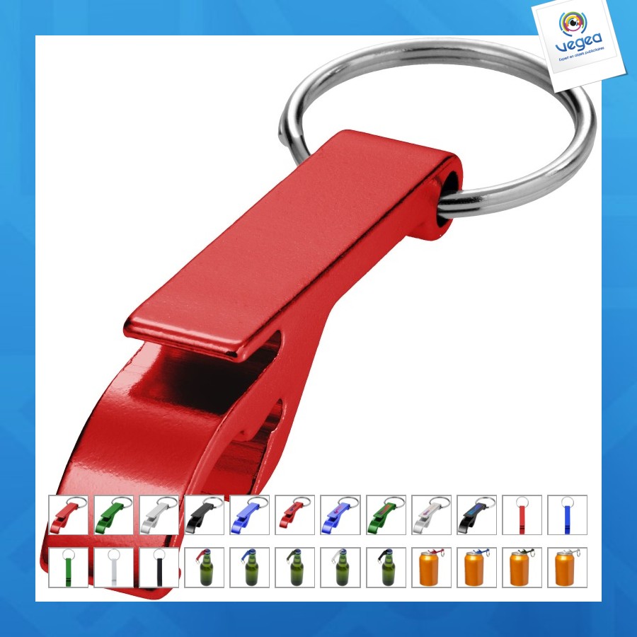 Ouvre-bouteille et canette tao en aluminium recyclé certifié rcs avec porte-clés 