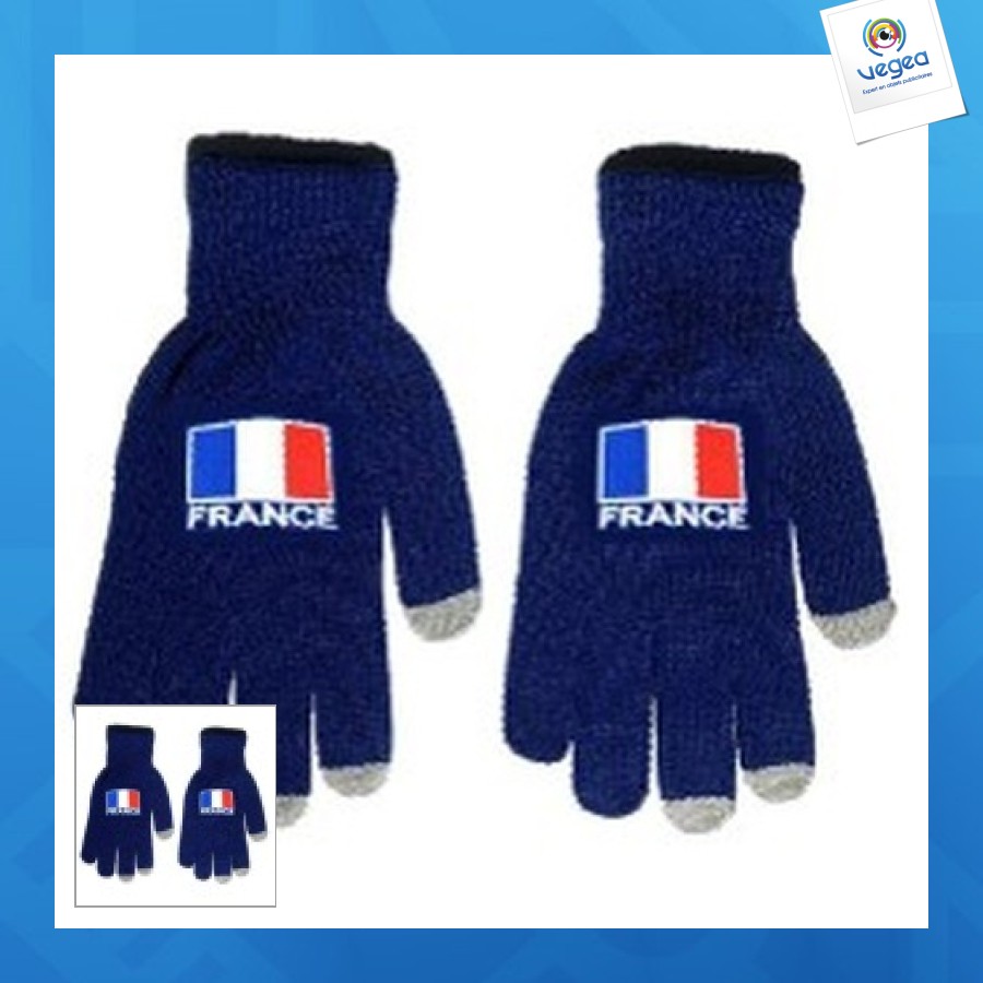 Paire de gants tactiles supporter france