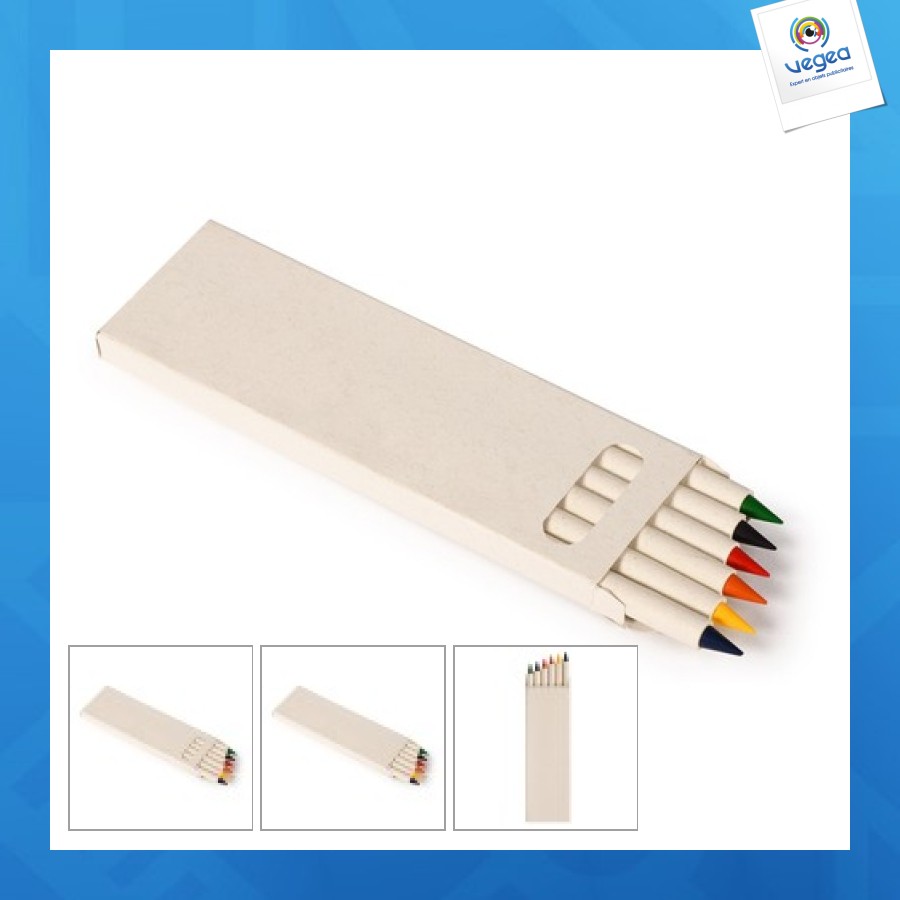 Paquet 6 crayons en bois de couleur en carton du lait