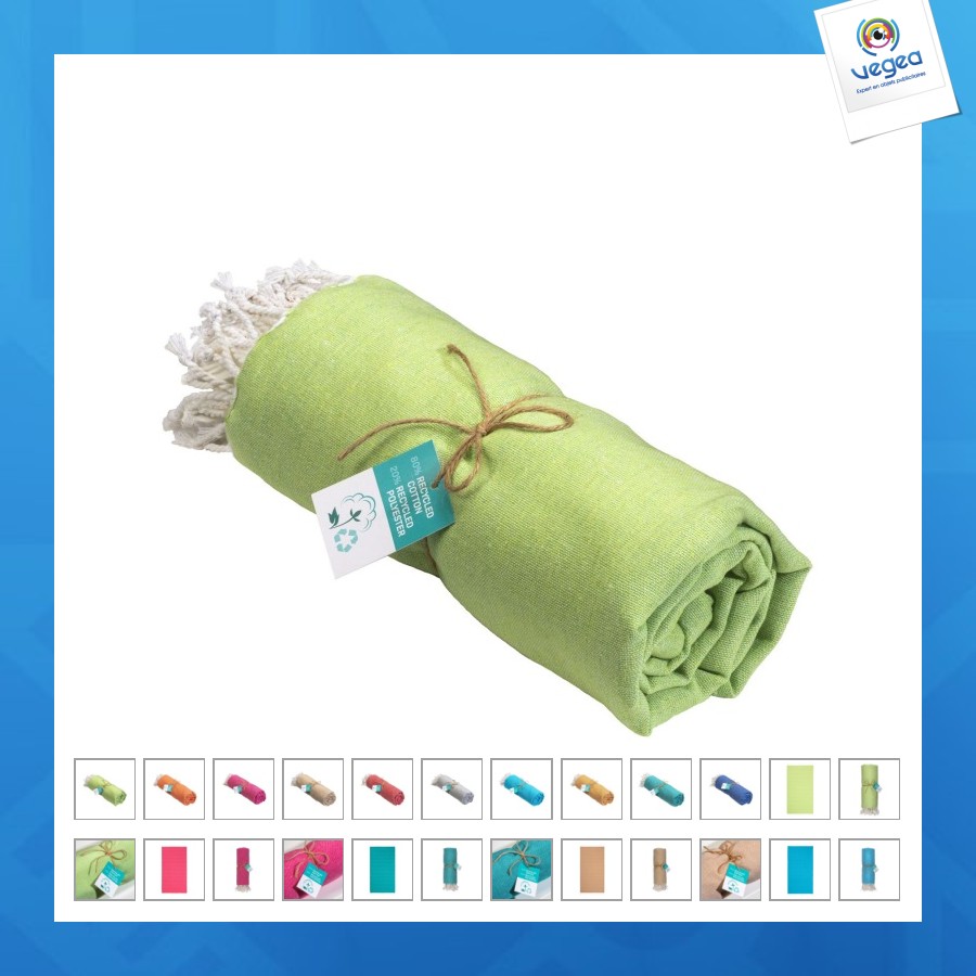 Paréo en coton recyclé 180 gr/m² 90x170 cm avec franges