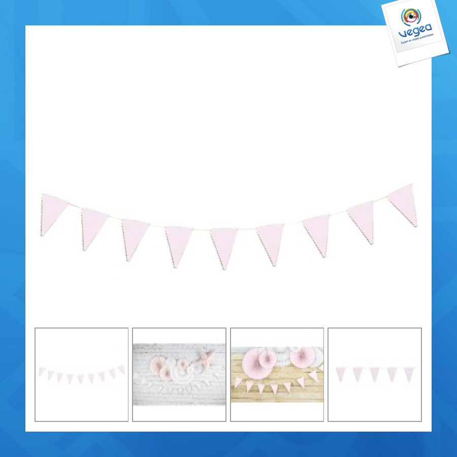 Pastel pink and gold scalloped pennant garland 3m