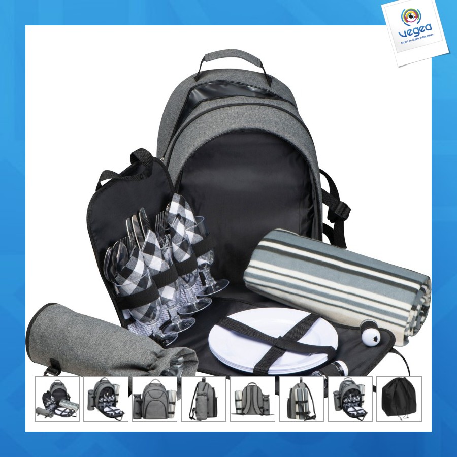 Picnic backpack for 4 people, including picnic blanket