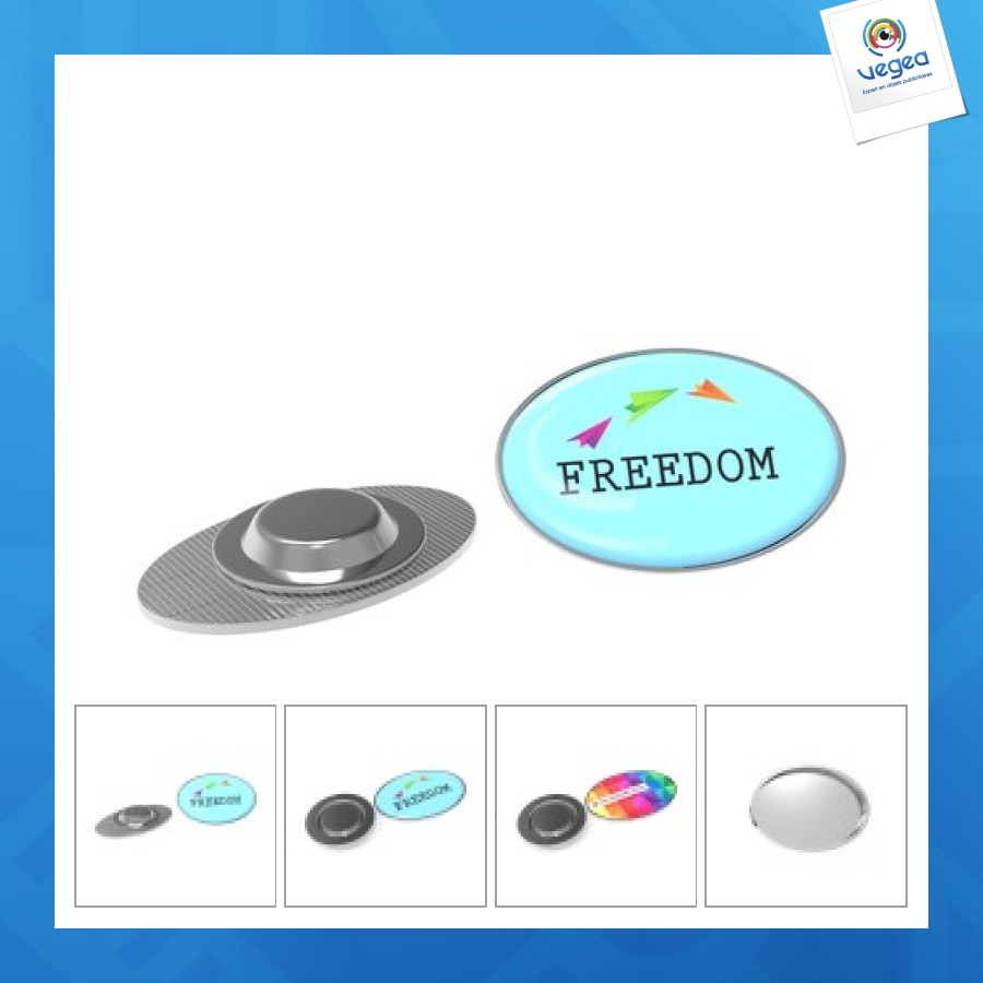 Pin metal magnet oval 28x19 mm