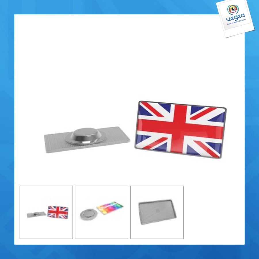 Pin metal magnet rectangle 30x18 mm